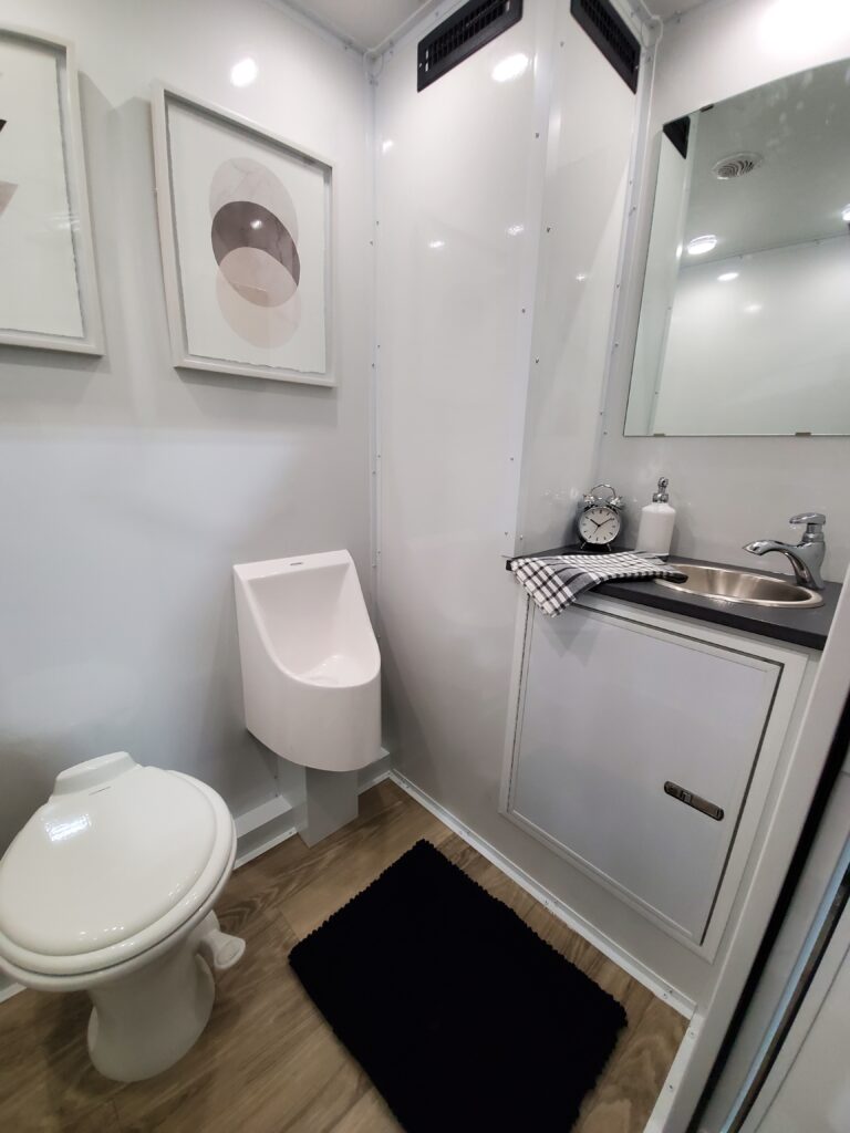 ADA 2-Stall Luxury Restroom Trailer Urinal View | The Lavatory Los Angeles