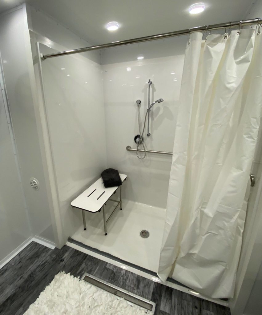ADA Luxury Portable Shower/Restroom Combo Trailer - Shower View - The Lavatory Los Angeles