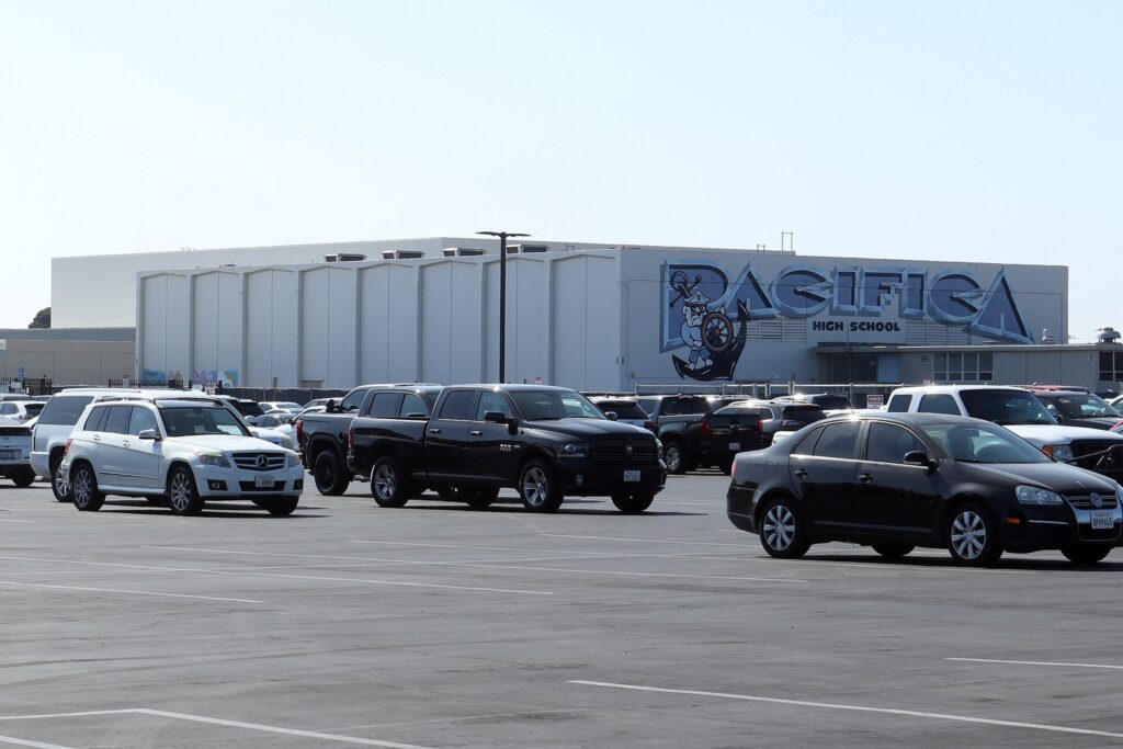 Pacifica High School gym and parking lot in Garden Grove, CA, The Lavatory Los Angeles