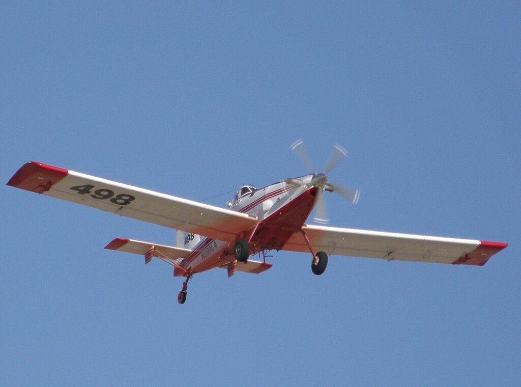 Single engine air tanker landing at Fox Field in Lancaster, CA during a wildfire, The Lavatory Los Angeles