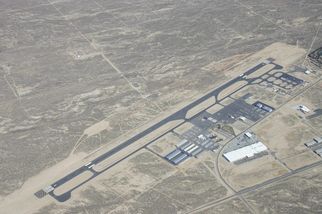 Aerial view of General William J. Fox Airfield and the open desert around Lancaster, CA, The Lavatory Los Angeles