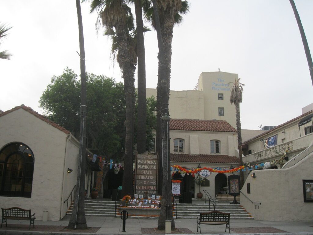 Courtyard and steps of the Pasadena Playhouse in Playhouse Village, Pasadena, CA, The Lavatory Los Angeles