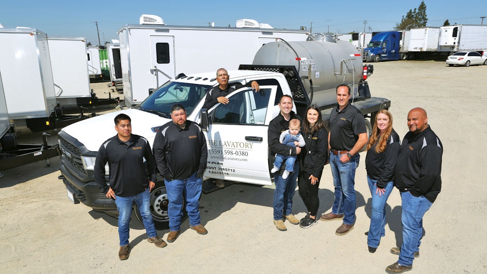 Our service team with a truck at the fleet yard, The Lavatory Los Angeles